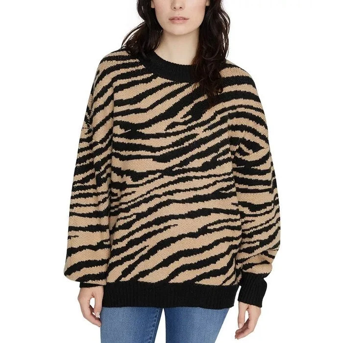 Sanctuary Women's Wild Kingdom Animal Print Sweater Black Size X-Small