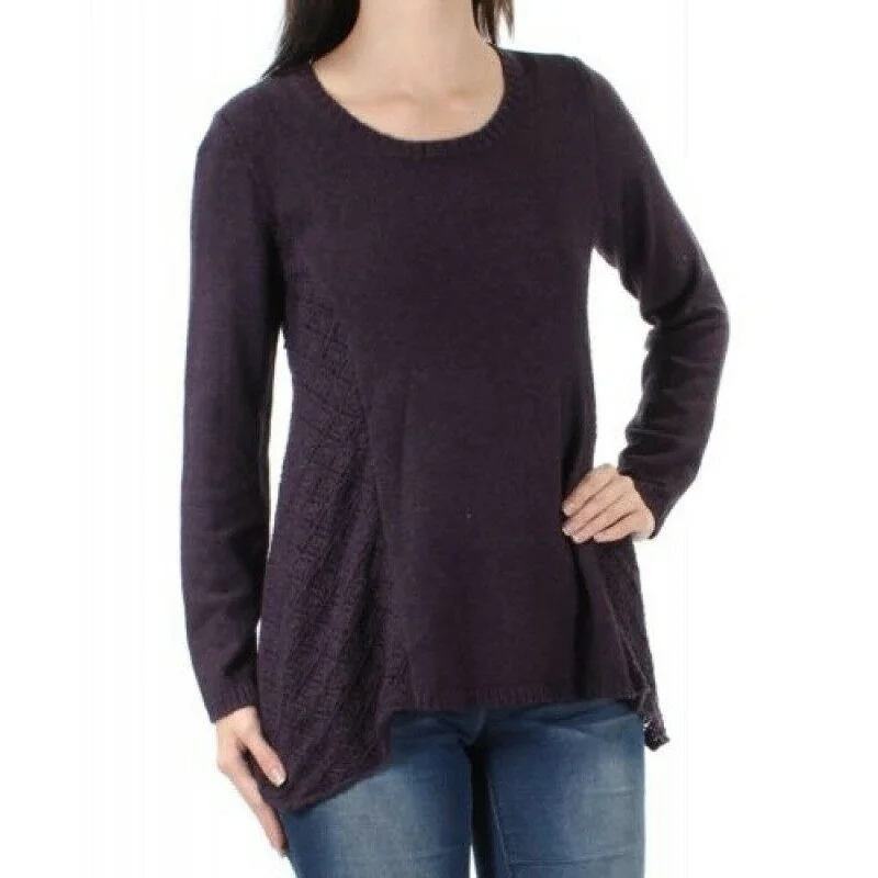 Style & Co. Women's Pointelle-Detail Sweater Dark Grape Size Petite Small - Purple - S