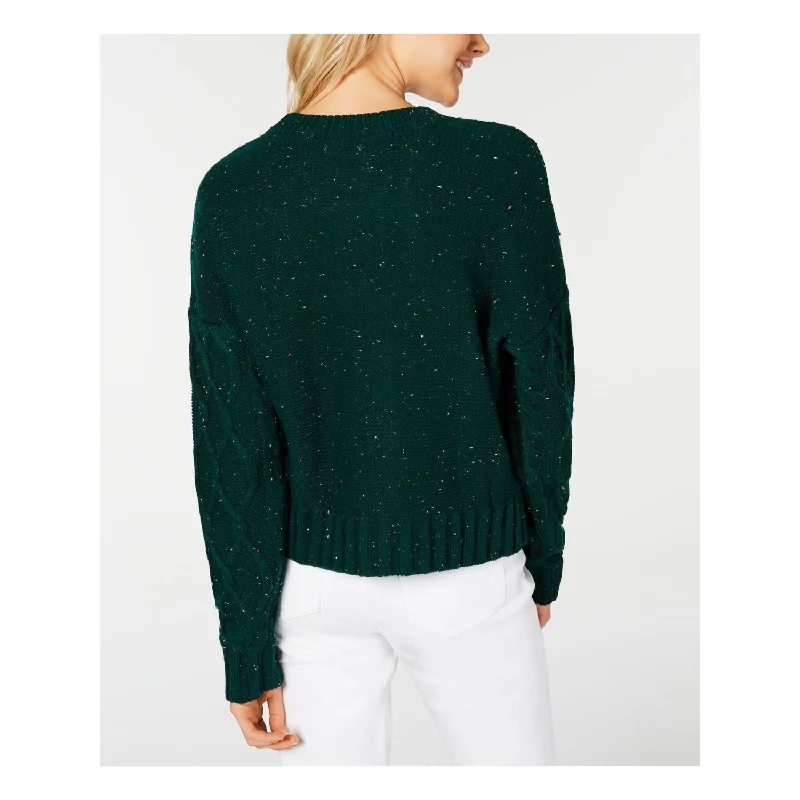 Ultra Flirt Juniors' Cable-Knit Sweater Green Size Extra Small