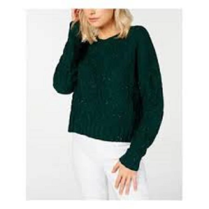 Ultra Flirt Juniors' Cable-Knit Sweater Green Size Medium