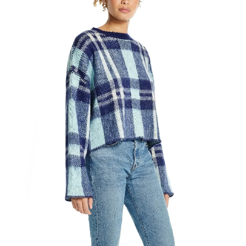 Weatherproof Vintage Women's Plaid Bell-Sleeve Sweater Blue Size XS - X-Small