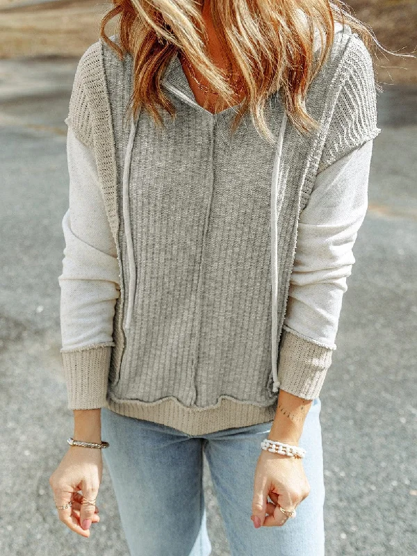 Hooded Sweatshirt with Contrast Sleeves