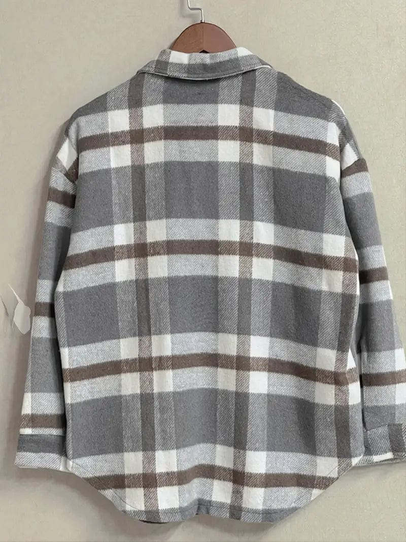 Plus Size Plaid Shirt Jacket