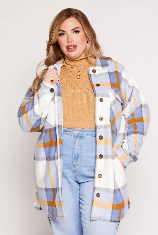 Plus Size Plaid Long Shacket