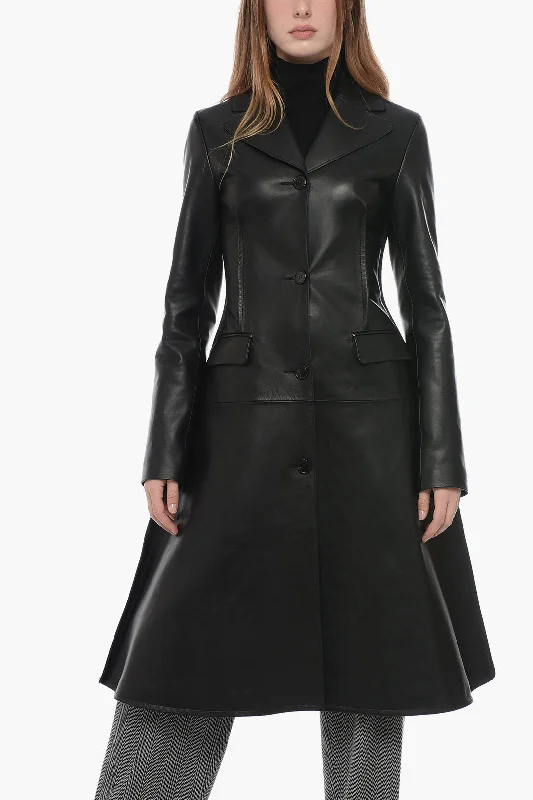 J.W.Anderson Leather Trench Coat with Stitch Detailing