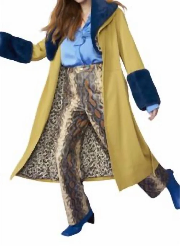 Trench Coat In Blue/yellow