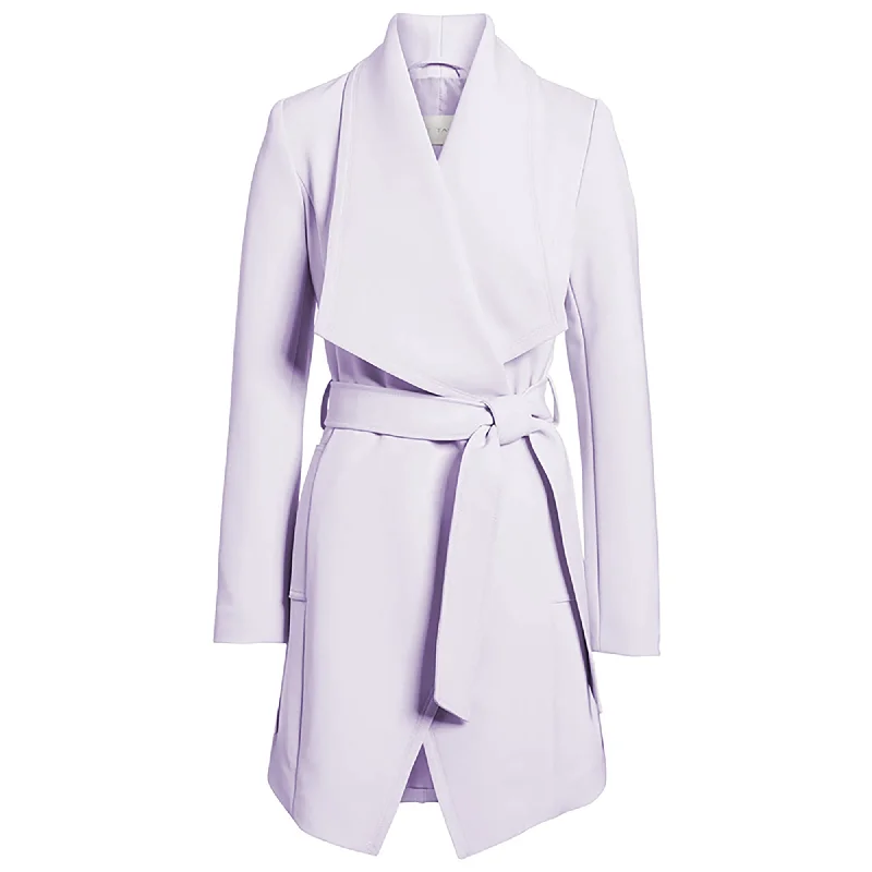 T Tahari Women's Abbey Purple Gabardine Wrap Belted Trench Rain Coat Jacket