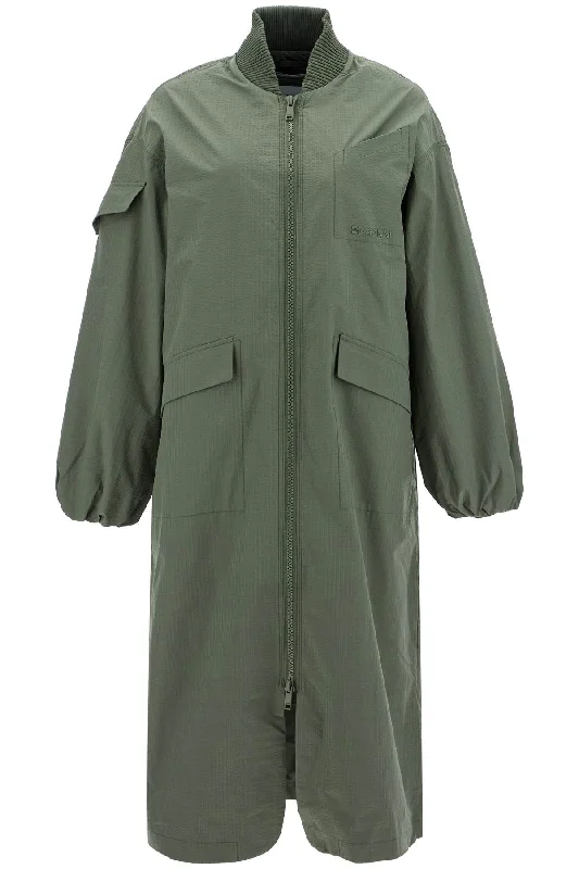 Ganni Women's Long Tech Seersucker Trench