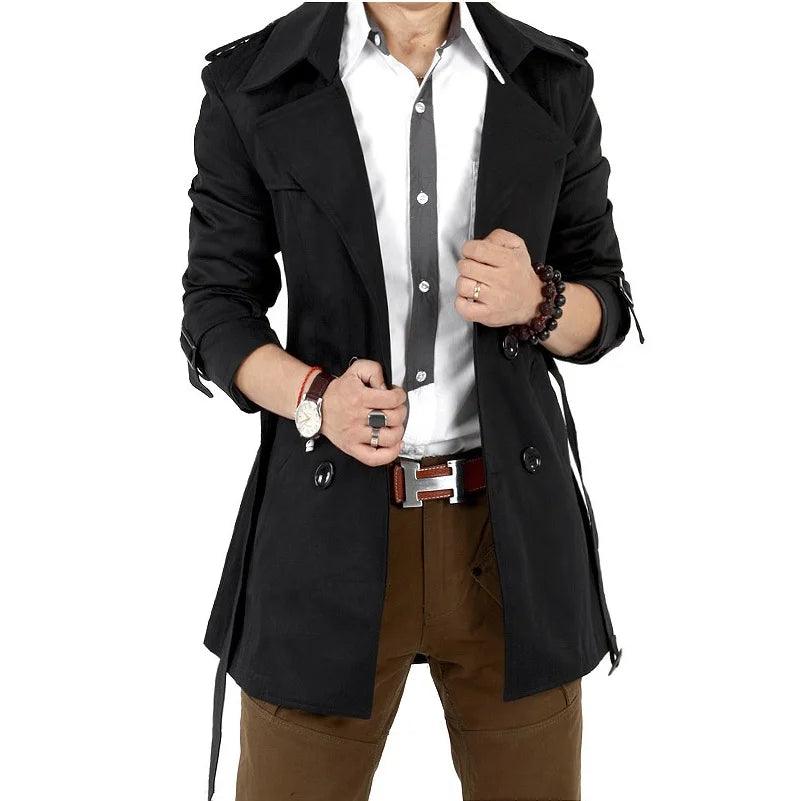 Slim Fit Double-Breasted Men's Trench Coat