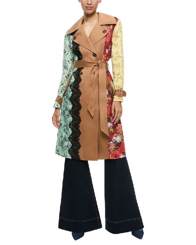 alice + olivia Keith Midi Linen-Blend Trench Coat