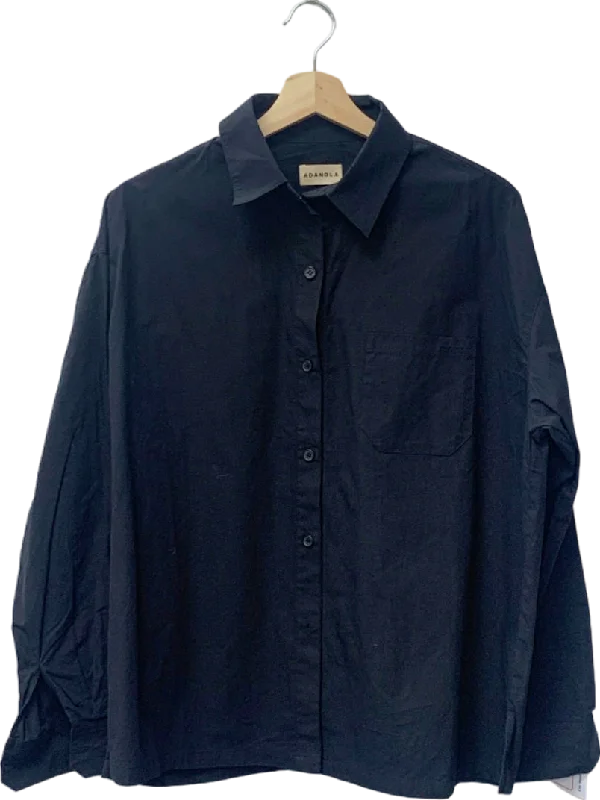 Adanola Black Organic Cotton Button-Up Shirt UK S