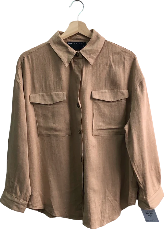 ASOS Design Beige Long Sleeve Shirt UK 10