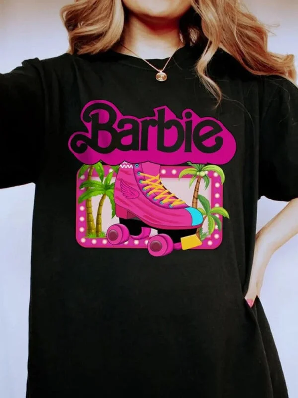 Barbie print letter print sports casual women's short-sleeved T-shirt