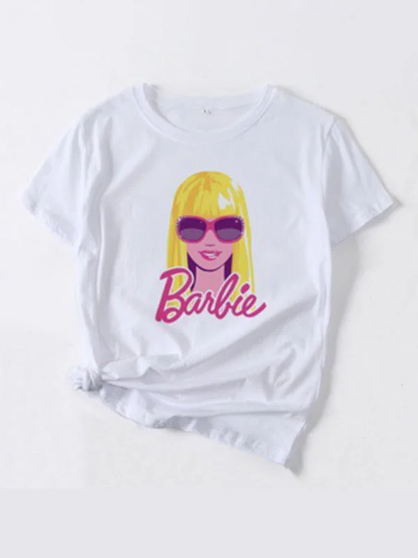 Barbie print letter print sports casual women's short-sleeved T-shirt