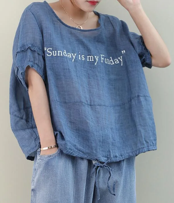 Loose Casual T-Shirts Summer Women Cotton Tops WG9207