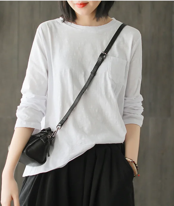 Long Sleeves Knit T-Shirts Spring Tops H9508