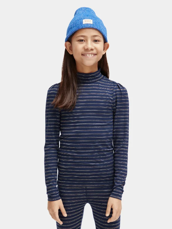 Kids - Long-sleeved striped glitter shirt