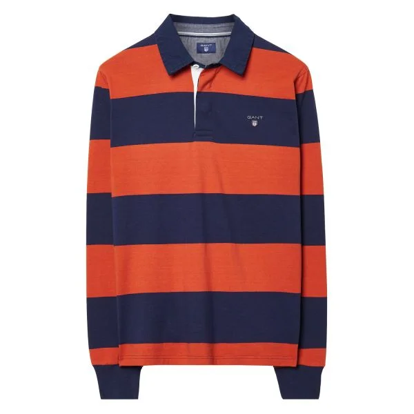 Long-Sleeved Bar Striped Rugby Shirt