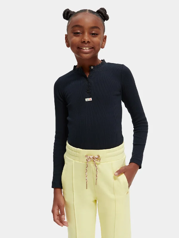 Kids - Long sleeved scalloped-trim t-shirt