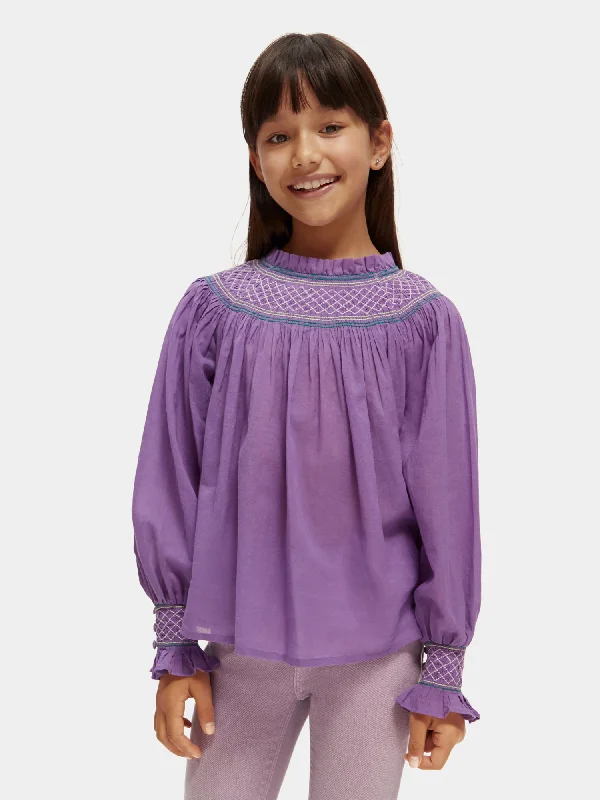 Kids - Long sleeved smocked shirt