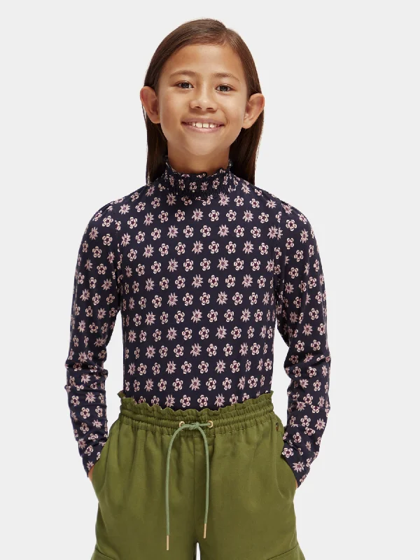 Kids - Slim-fit printed long sleeved smocked-neck t-shirt