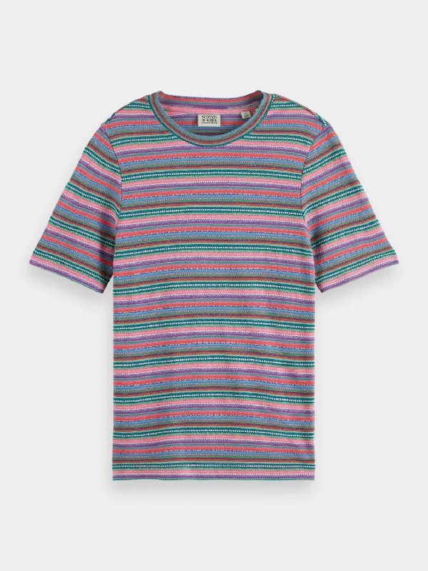 Textured striped slim-fit t-shirt