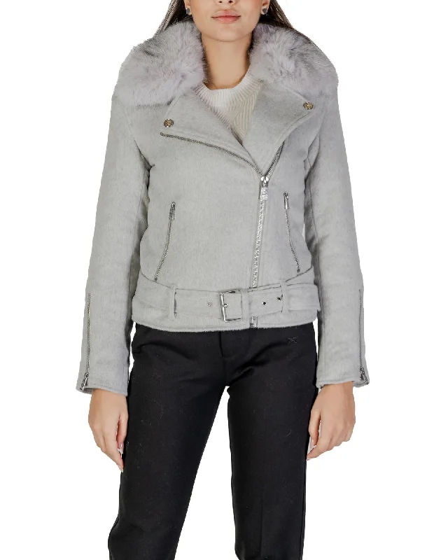 Guess V-Neck Zip-Up Coat with Front Pockets